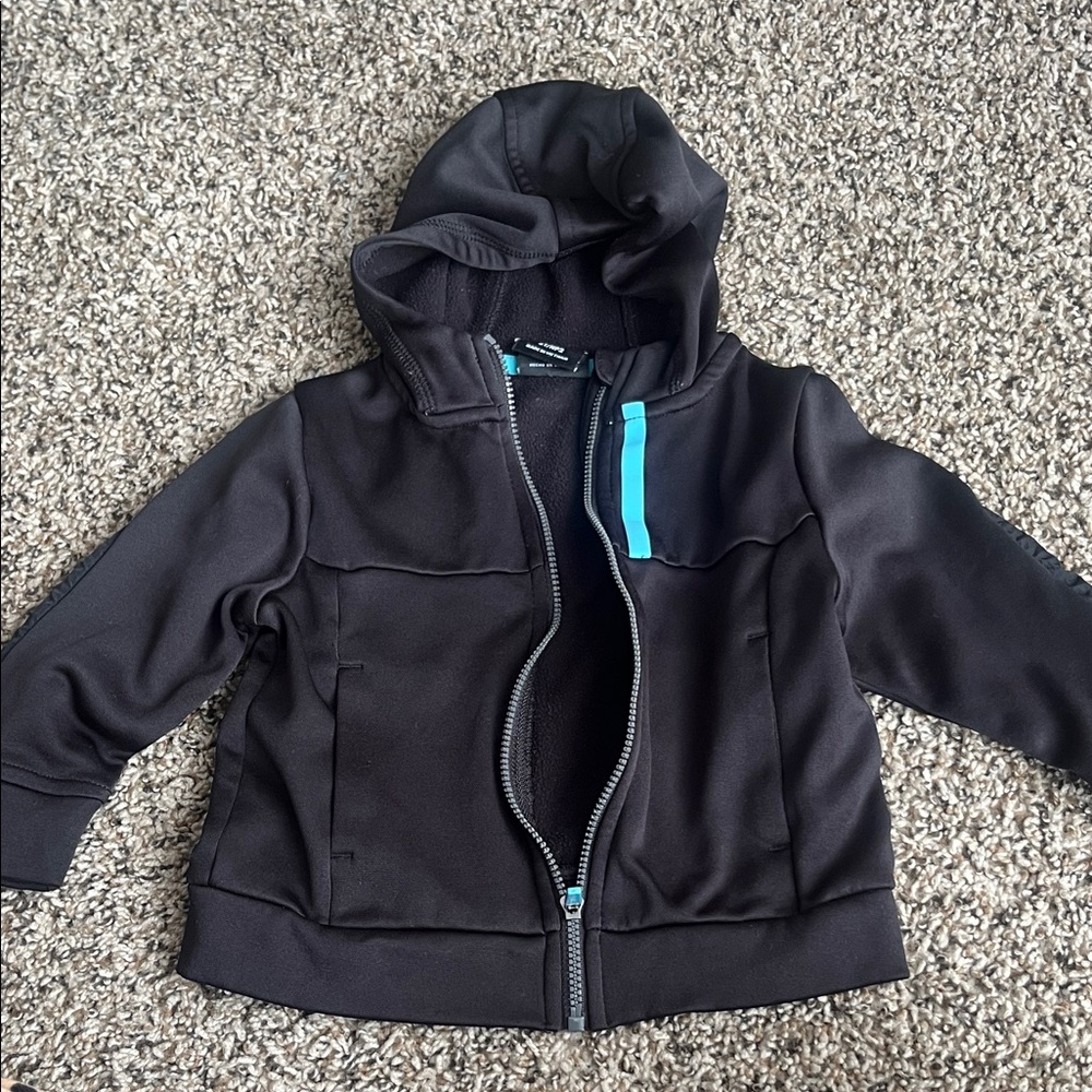 Athletic Works Kids Black Hoodie with Teal Detail